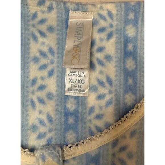 Simply Basic Nightgown XL 16/18 Blue Long Sleeve Cottagecore Sleep Dress - Picture 2 of 7